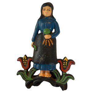 Wilton Cast Iron Amish Girl recipe holder Hand-Painted Folk Art Design 7 Inches